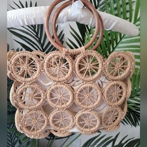 Bohemian Island Rattan Macrame Tote